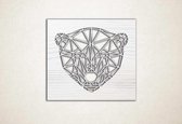 Line Art - Ijsbeer 2 vierkant - S - 45x50cm - EssenhoutWit - geometrische wanddecoratie
