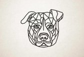 Line Art - Hond - Staffordshire Bull Terrier - L - 82x90cm - Zwart - geometrische wanddecoratie