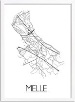 Melle Plattegrond poster A4 + fotolijst wit (21x29,7cm) - DesignClaud