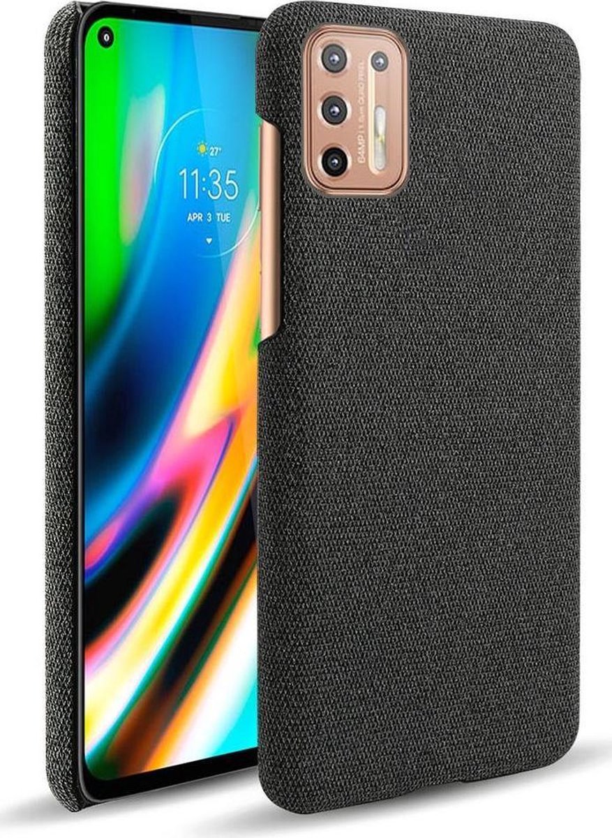 Motorola Moto G9 Plus Stof Hard Back Cover Zwart