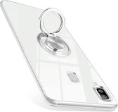 Samsung Galaxy A20E Hoesje - Galaxy A10E Hoesje Luxe Back Metalen Ring houder - Transparant