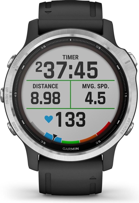 Garmin Fenix 6S Solar Multisport Smartwatch - Geavanceerde GPS Tracker - 10ATM Waterdicht - Zilver/Zwart - Garmin