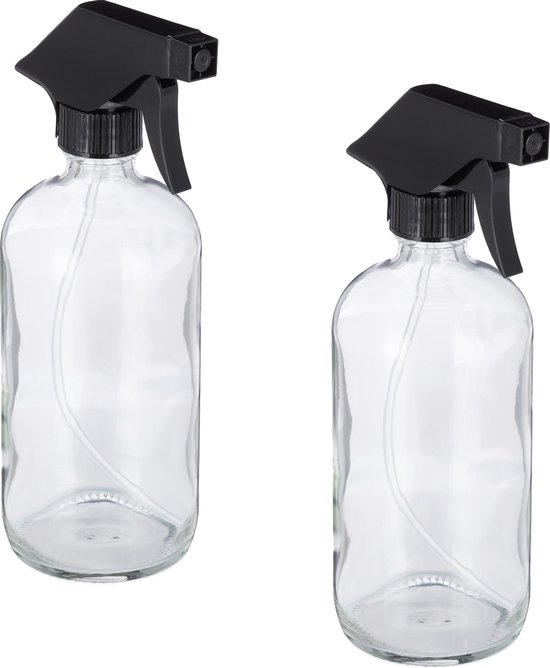 ui Omgaan Parel Relaxdays spuitfles glas 2 stuks - kappersspuit - doorzichtig -  plantenspuit - sprayflacon | bol.com