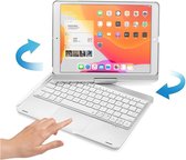 Case2go - Tablet Toetsenbord Hoes geschikt voor Apple iPad Air 11 (2024) / iPad Air 10.9 (2022) - QWERTY - Bluetooth Toetsenbord hoes - Toetsenbord verlichting en Touchpad - 360 graden draaibaar - Zilver