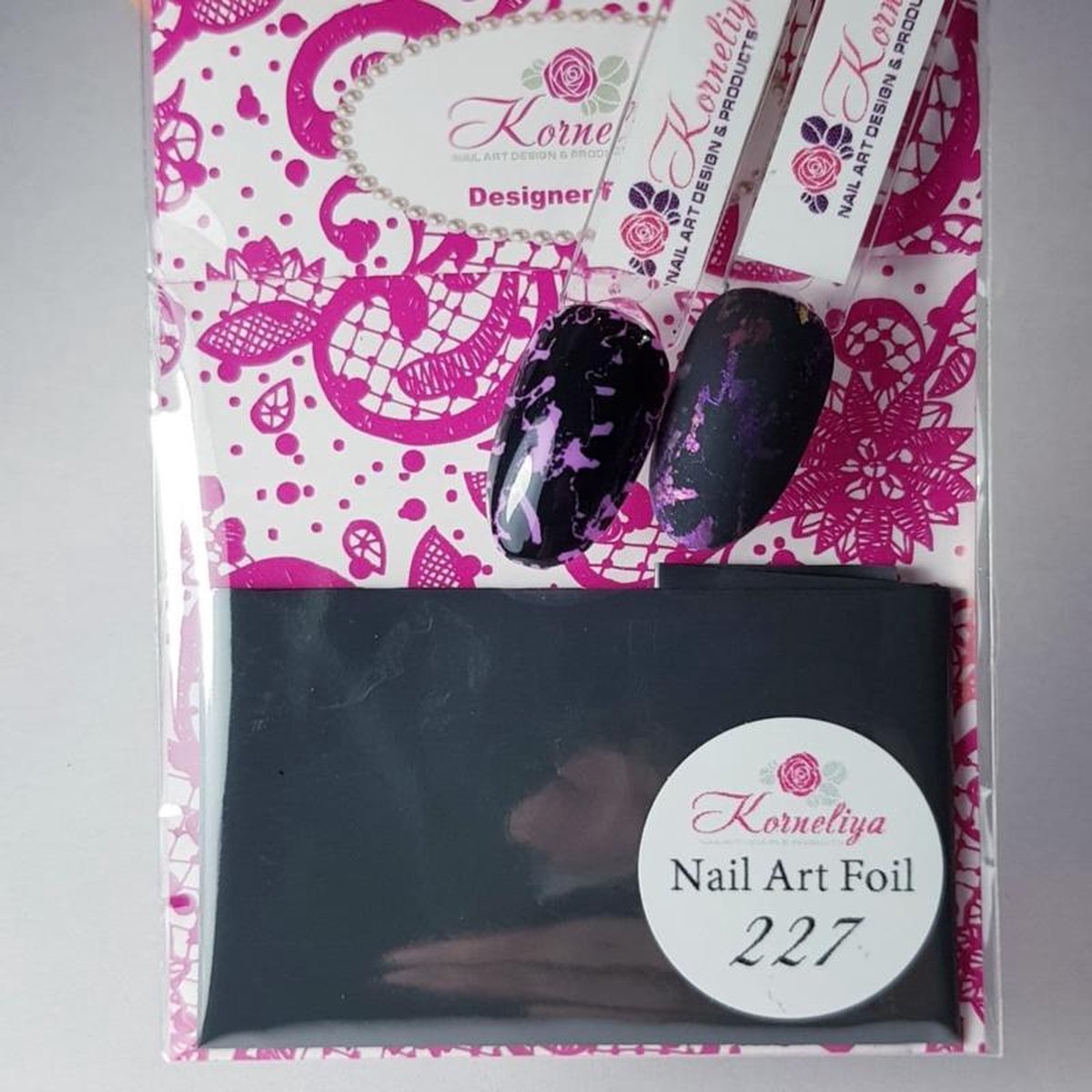 Goedkoopste Korneliya Nailart folie - Transfer folie - Nagel Folie Mat CraquelÃ© Antraciet Grijs 227