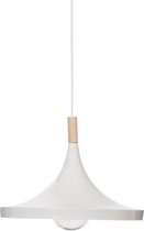 Hanglamp van metaal en hout - E27 - 40 W - H. 23 cm - Wit