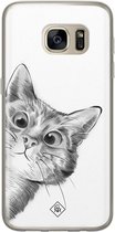 Samsung S7 hoesje siliconen - Peekaboo | Samsung Galaxy S7 case | zwart | TPU backcover transparant