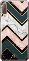 Samsung A7 2018 hoesje siliconen - Marmer triangles | Samsung Galaxy A7 2018 case | multi | TPU backcover transparant