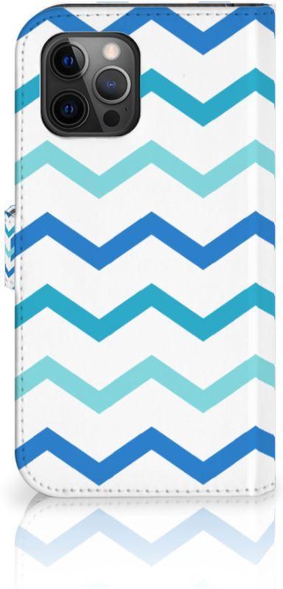 Apple iPhone 12 Pro Max Telefoon Hoesje Zigzag Blauw