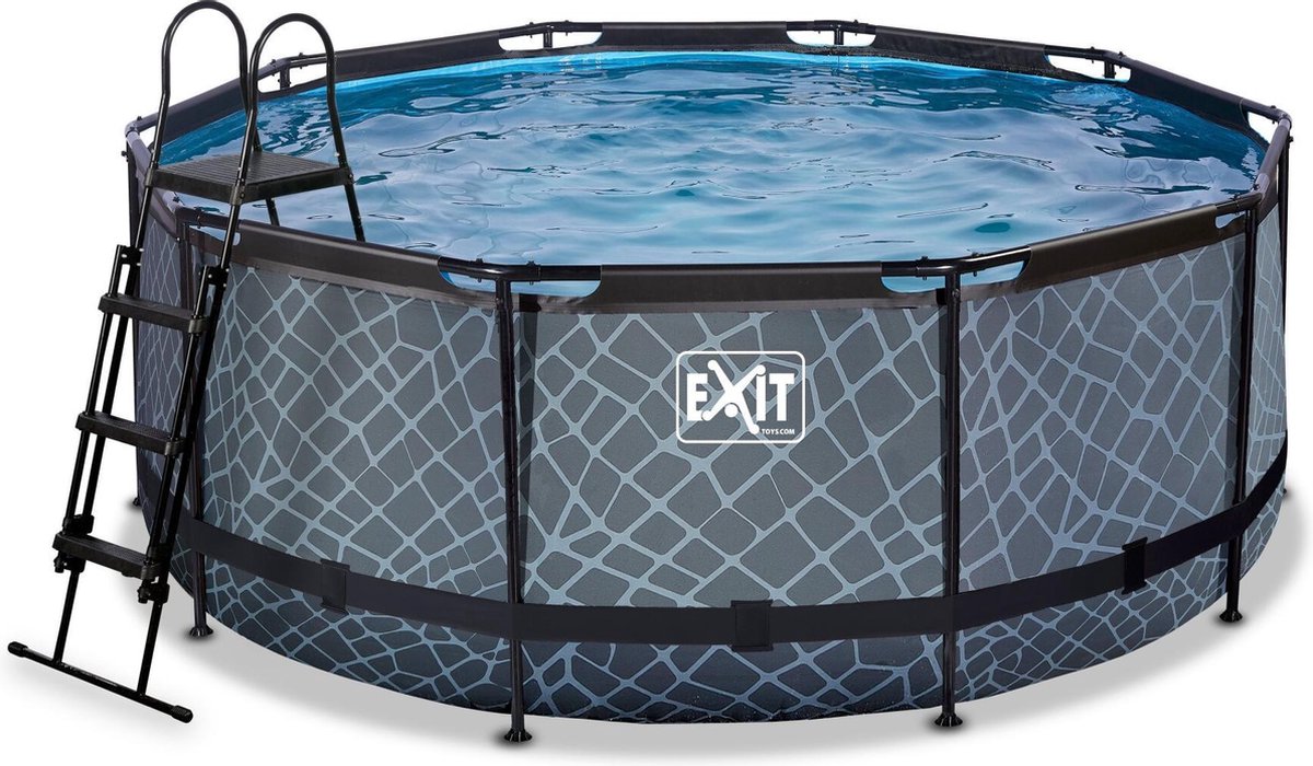 EXIT Stone Frame Zwembad ø360 - Opzetzwembad - met Filterpomp - Rond - Grijs