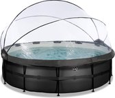 EXIT Black Leather zwembad ø488x122cm met zandfilterpomp en overkapping en warmtepomp - zwart