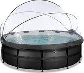 EXIT Black Leather zwembad ø450x122cm met zandfilterpomp en overkapping en warmtepomp - zwart