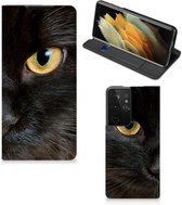 Beschermhoesje Samsung Galaxy S21 Ultra Telefoonhoesje Zwarte Kat