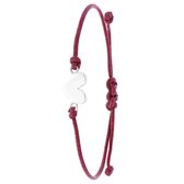 Zilveren koordarmband berry red hart