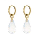 Kalli edelstalen oorhangers 1945 goud wit opaal druppel 13mm