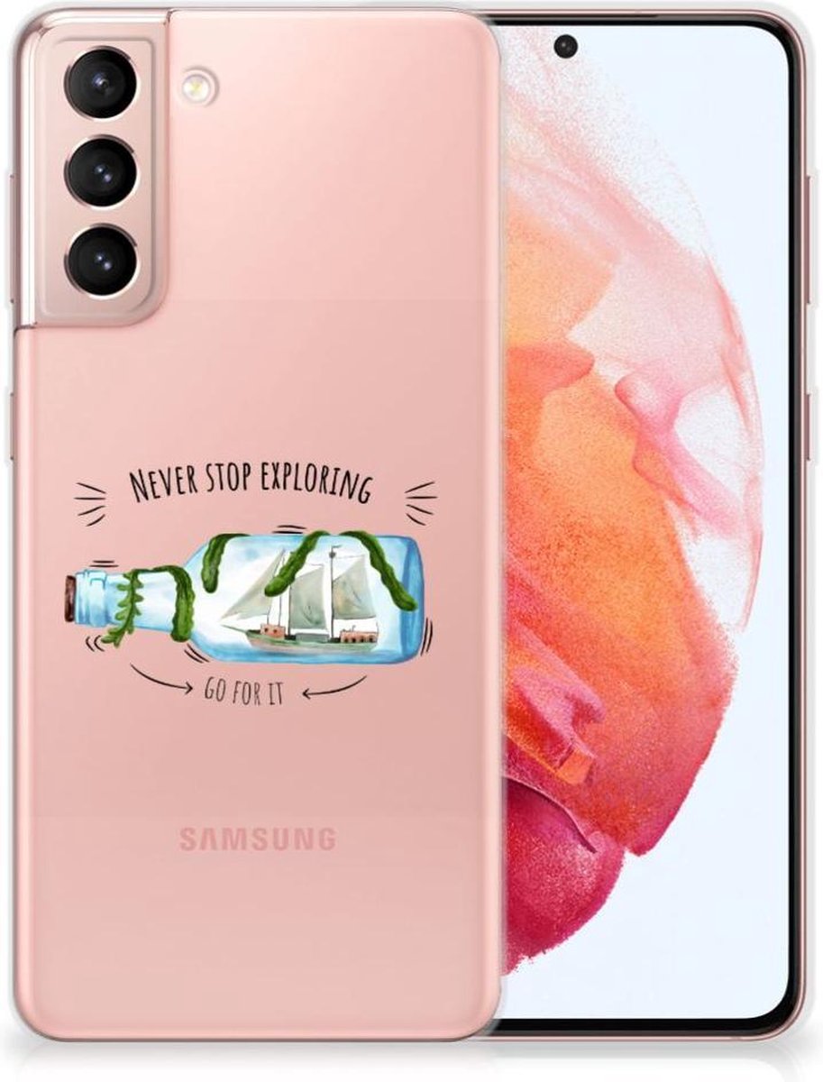 TPU Hoesje voor Samsung Galaxy S21 Telefoonhoesje met Naam Boho Bottle