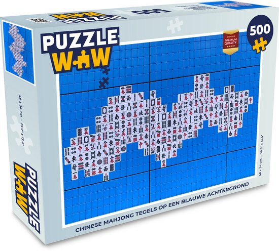 Puzzel 500 stukjes Mahjong - Chinese Mahjong tegels op een blauwe  achtergrond -... | bol.com