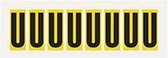 Letter stickers alfabet - 20 kaarten - geel zwart teksthoogte 50 mm Letter U