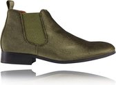 Corduroy Green Chelsea Boots - Maat 48 - Lureaux - Kleurrijke Chelsea Boots - Chelsea Boots Met Print - Heren - Bijzondere Enkel Laarzen