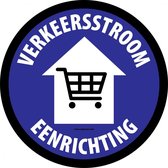 Vloersticker 'Verkeersstroom eenrichting met winkelwagen', blauw, 150 mm