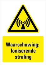 Sticker met tekst waarschuwing niet ioniserende straling, W005 148 x 210 mm