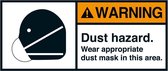 Warning Dust hazard sticker, ANSI 45 x 100 mm
