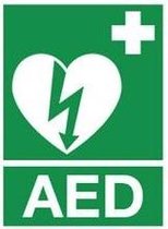 AED sticker met tekst 200 x 150 mm