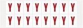 Letter stickers alfabet - 20 kaarten - rood wit teksthoogte 25 mm Letter Y