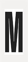 Letter stickers alfabet - 20 kaarten - zwart wit teksthoogte 150 mm Letter M