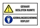 Besloten ruimte en ademhalingsbescherming sticker 300 x 450 mm