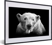 Fotolijst incl. Poster - IJsbeer - Dier - Zwart - Wit - 60x40 cm - Posterlijst