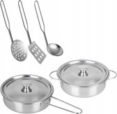 Metal Jouets Pan Set - Casseroles et poêles Set - Ustensiles de cuisine pour Play Kitchen - 6 pièces - Métal