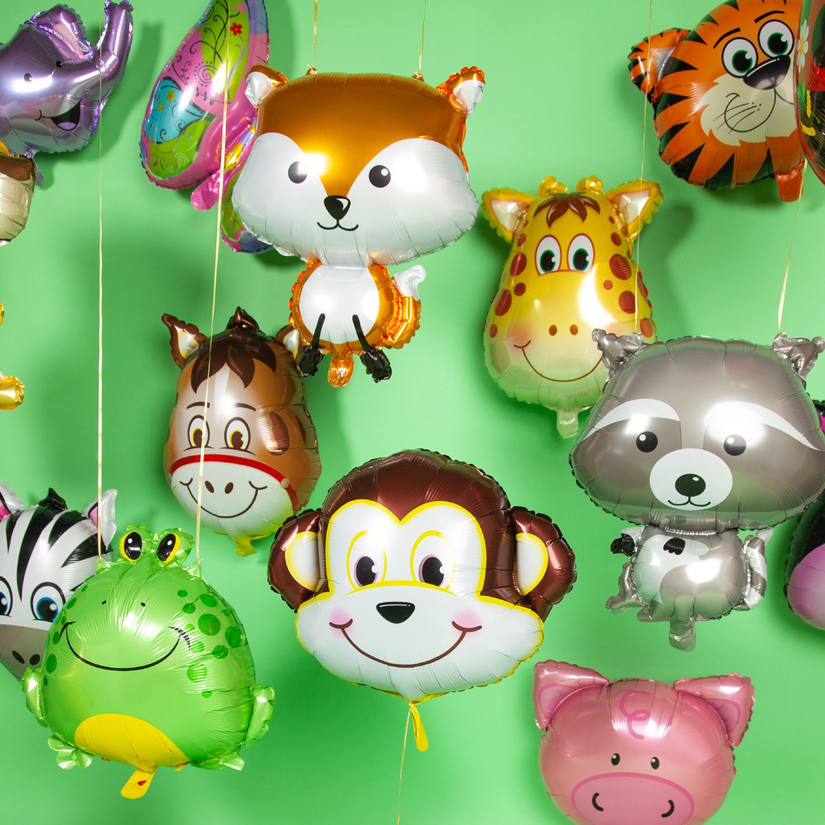 Fissaly 15 Grote Dieren Folie Ballonnen met Lint – Feest Versiering – Kinderfeestje – Decoratie — afbeelding 4