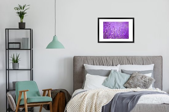 Affiche - Cadre photo - Fleurs - Violet - Lavande - Nature - Cadre - Cadre affiche - 60x40 cm - Cadre affiche - Décoration chambre - Affiche nature - Affiche fleurs - Photo avec cadre