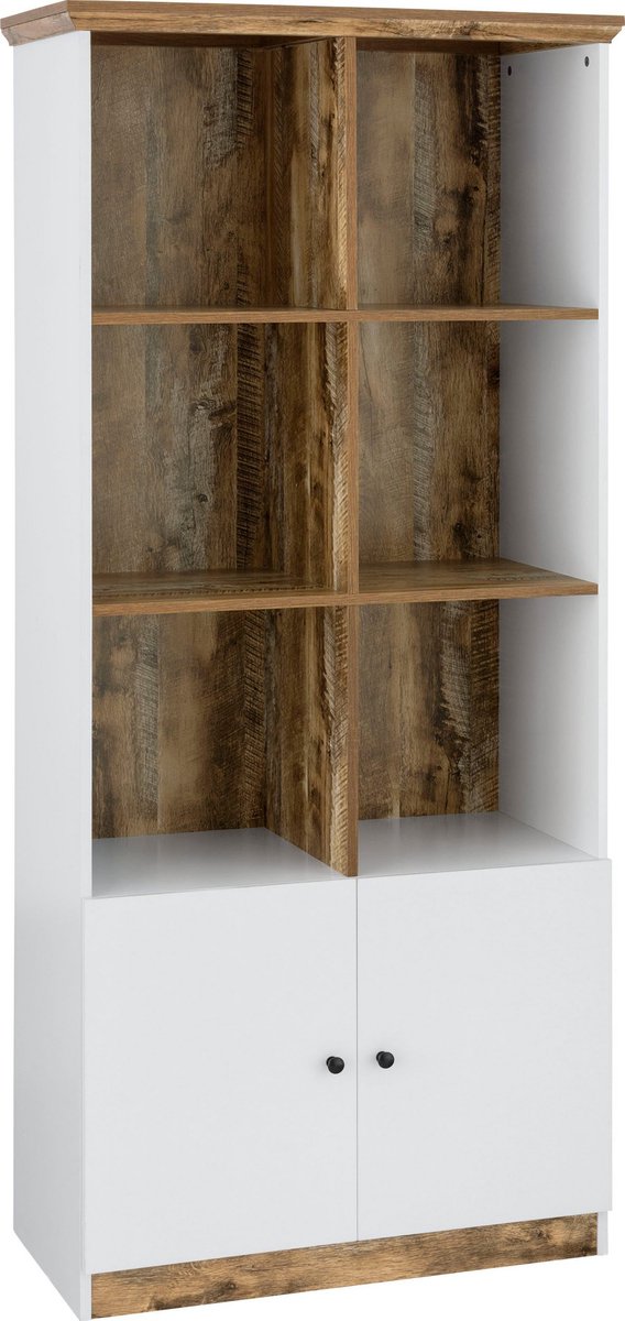 Notio Living Castor-Boekenkast - 6-Vakken - Wit/Eiken