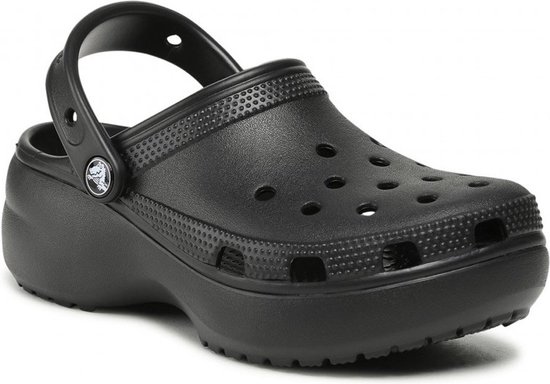 Zwarte Crocs Classic Platform Clog met plateauzool.
