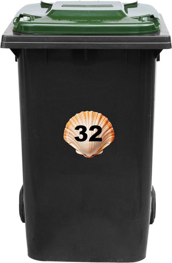 Kliko Poubelle / Autocollant Poubelle - Coquille - 16,5x16,5 cm - NUMÉRO DE MAISON 32