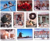 50 Luxe Kerst- en Nieuwjaarskaarten met Pen - 9,5x14cm - 10 x 10 dubbele kaarten met enveloppen - serie Santa