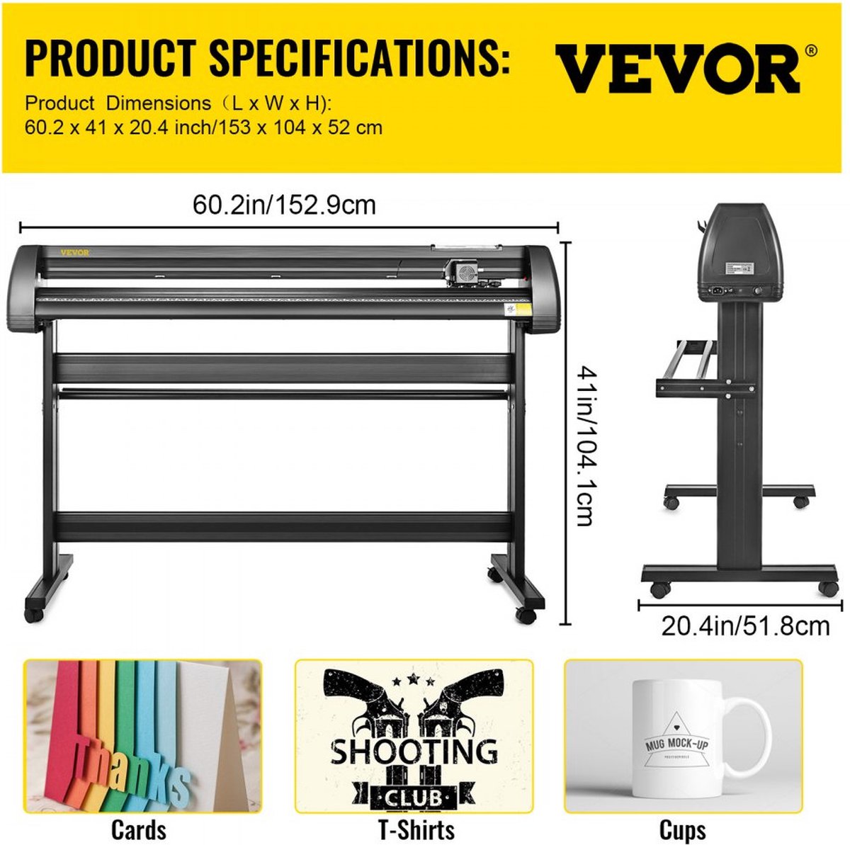 VEVOR 1350 mm Plotter de Découpe Vinyle Traceur de Coupe Semi