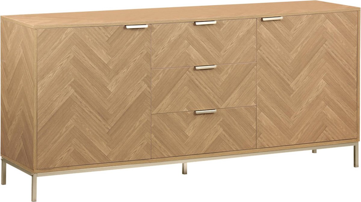 sweeek Dressoir 2 deuren 3 lades houtdecor visgraatmotief 160cm - budapest Naturel