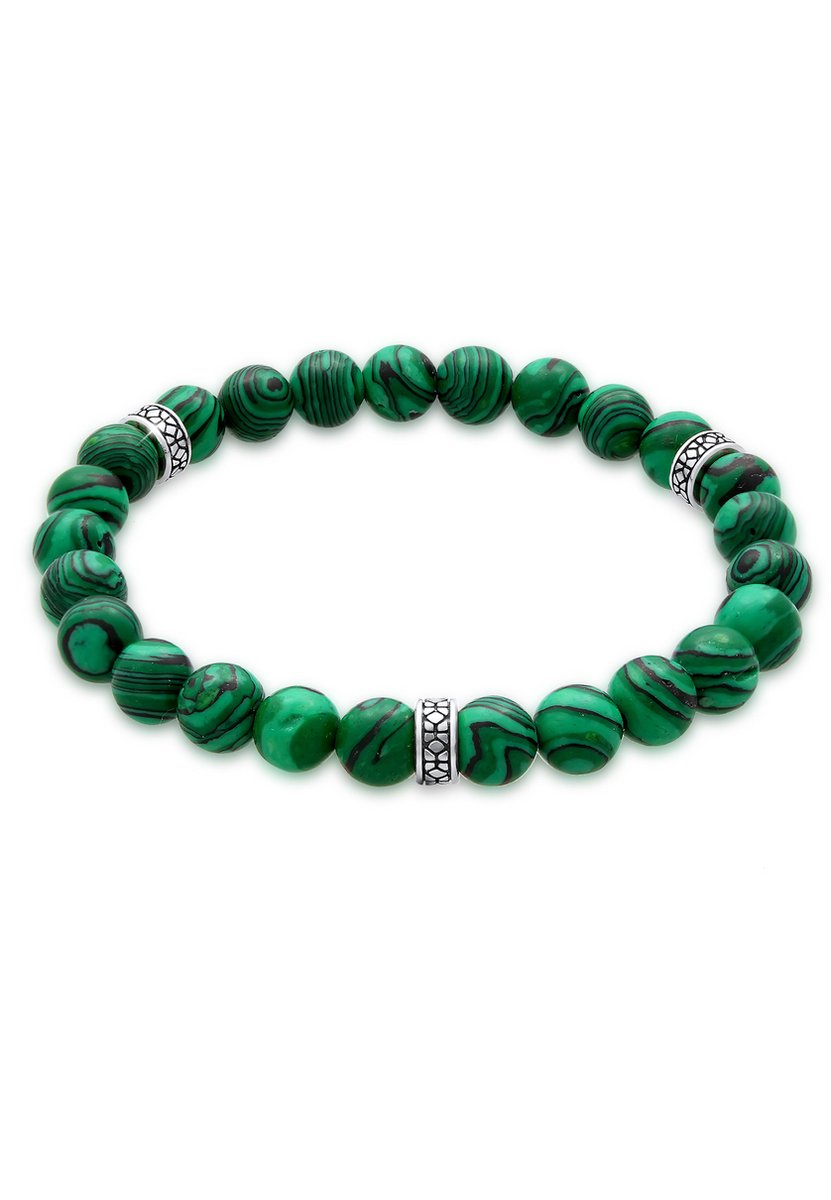 KUZZOI - Armband - Heren Geoxideerd Agaat Mat Groen Look in 925 Zilver - Heren