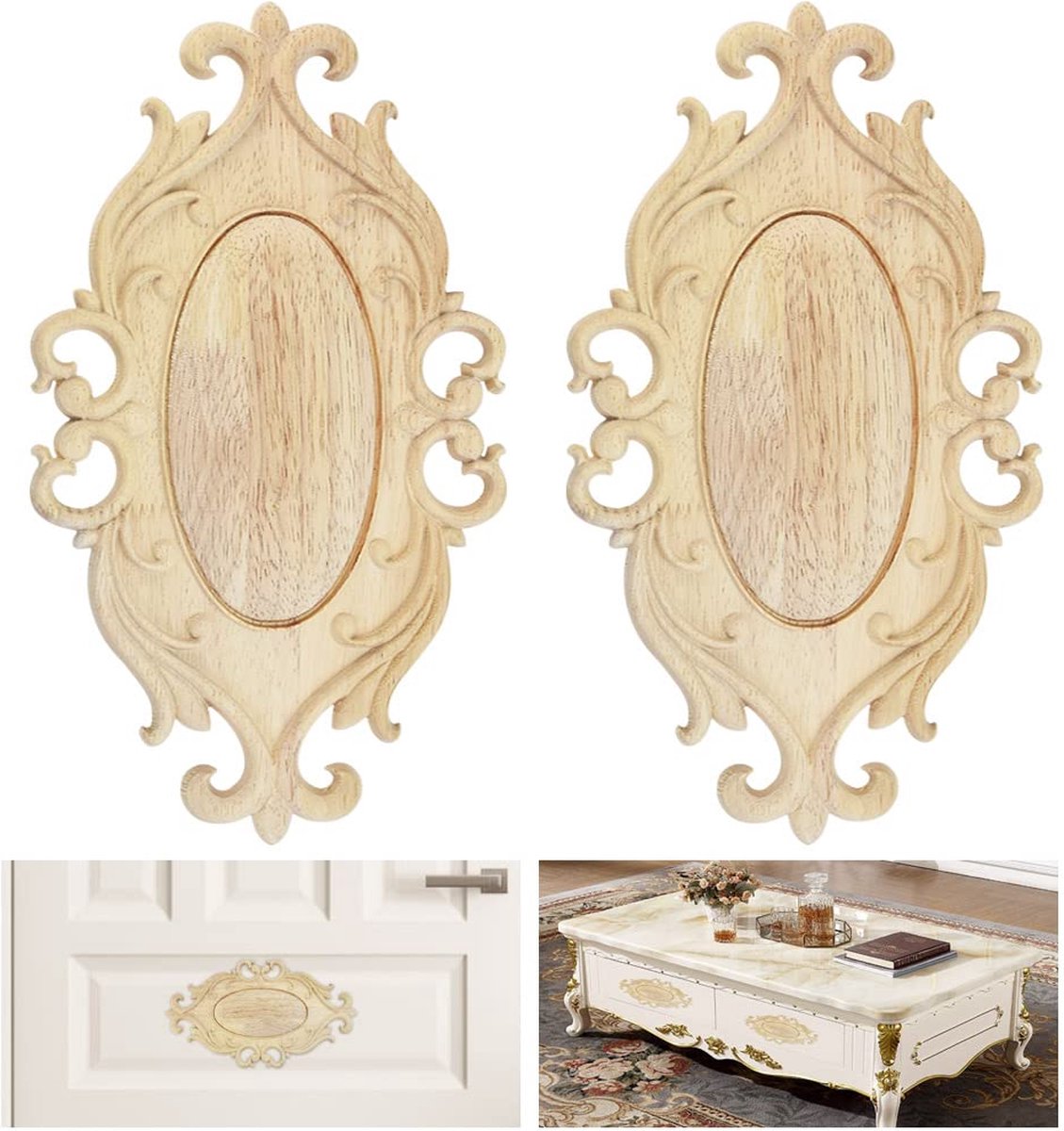 Paire D'appliques / Onlays En Bois Pour Décoration - Occasion, Marques D'usure Légères