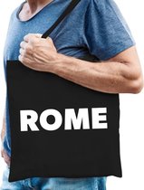 Katoenen Italie/wereldstad tasje Rome zwart - 10 liter - steden cadeautas