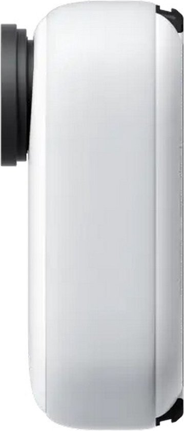 Zijaanzicht van de witte Insta360 GO 3 camera.