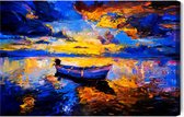 Schilderijkoning - Canvas Schilderij Lege Boot In De Zee - 40 x 30 cm