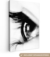Canvas schilderij - Ogen - Silhouet - Zwart - Wit - Schilderijen op canvas - 80x120 cm - Foto op canvas - Canvasdoek