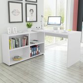 The Living Store Desk Bureau d'angle - 130x60x75 cm - Wit - Matériau de haute qualité - Assemblage facile