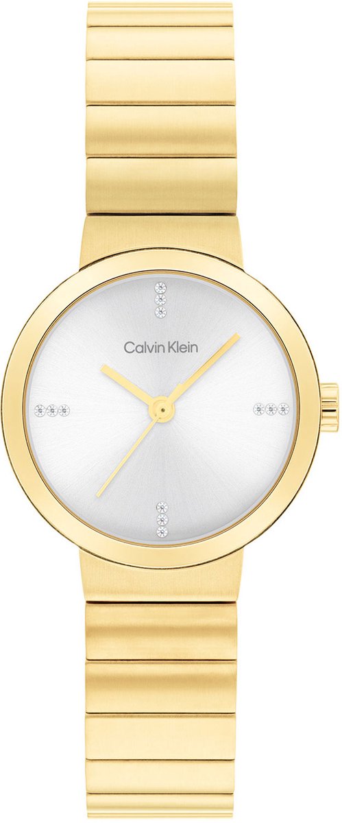 Calvin Klein CK25200416 Precise Dames Horloge - Mineraalglas - Staal - Goudkleurig - 25 mm breed - Quartz - Vouw-Vlindersluiting - 3 ATM (spatwater)