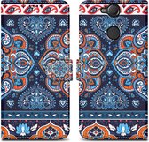 Cadorabo Hoesje geschikt voor Sony Xperia XA2 - Design Blauwe Mandala No. 1 - Beschermhoes Case Cover met magnetische sluiting, standaardfunctie en kaartvakje