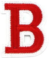 Alfabet Letter Embleem Strijk Patch Rood Wit Letter B / 3.5 cm / 4.5 cm